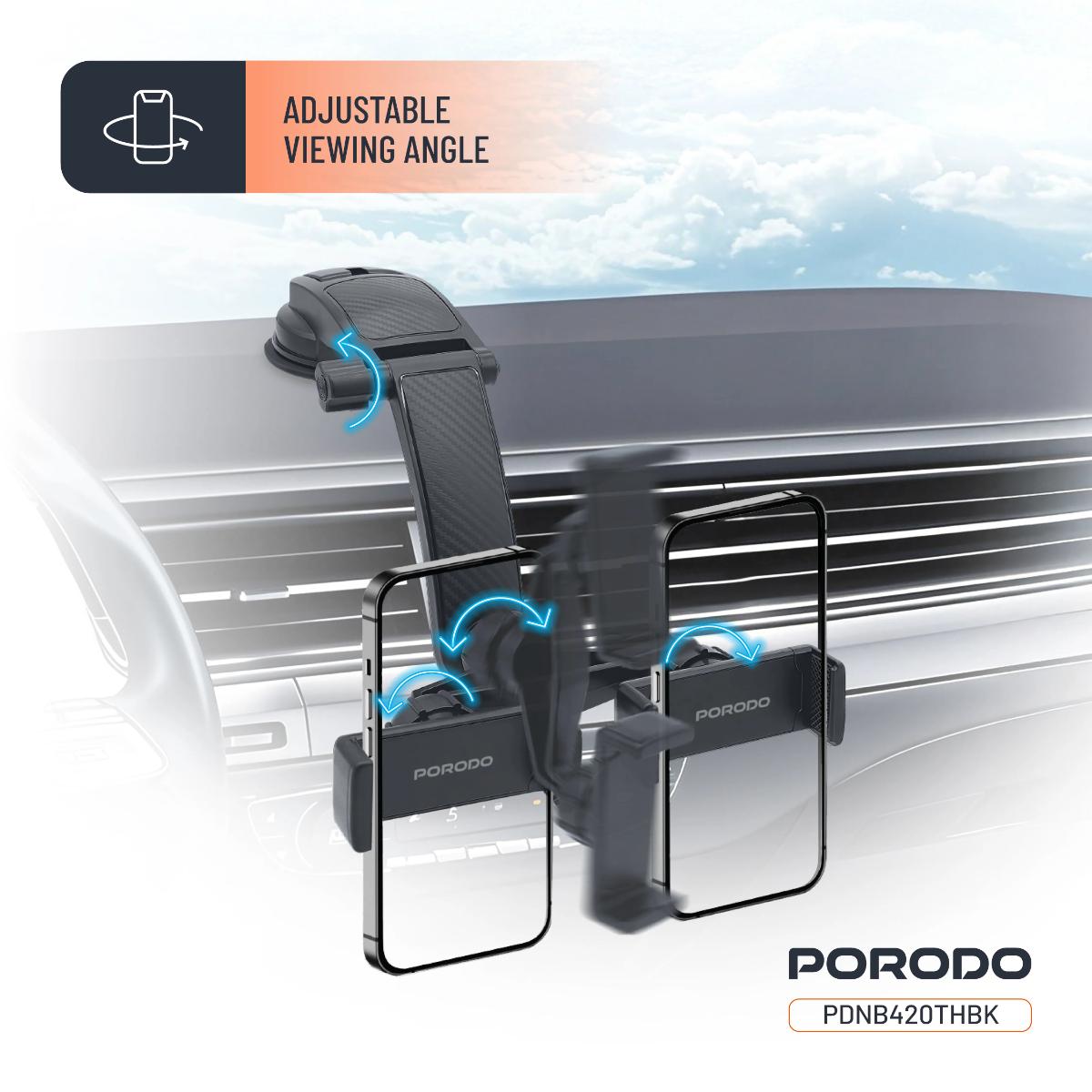 Porodo 360° Rotatable Car Phone Holder