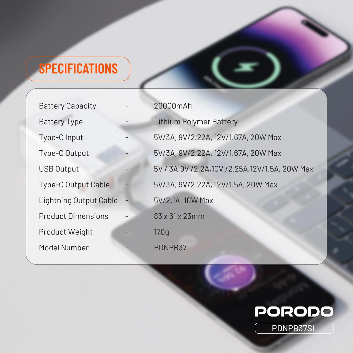Porodo Petite 20000mAh Power Bank