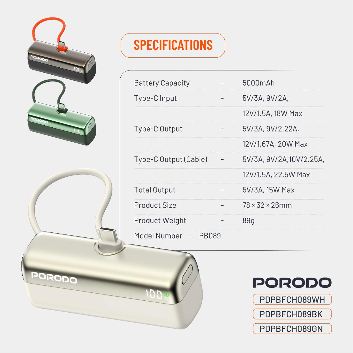 Porodo Pocket Volt 5000mAh Power Bank