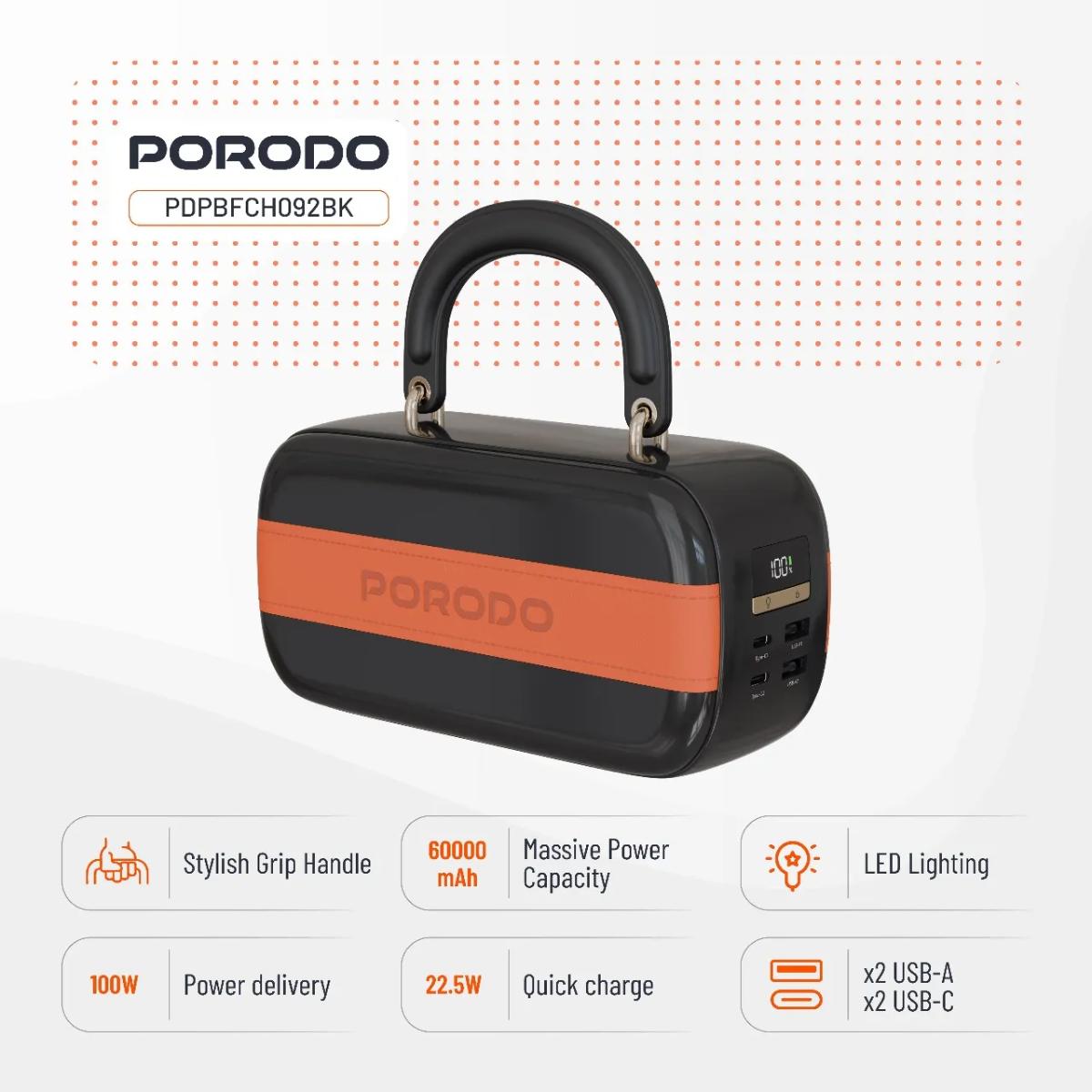 Porodo Sway 60000 mAh Power Bank PD 100W