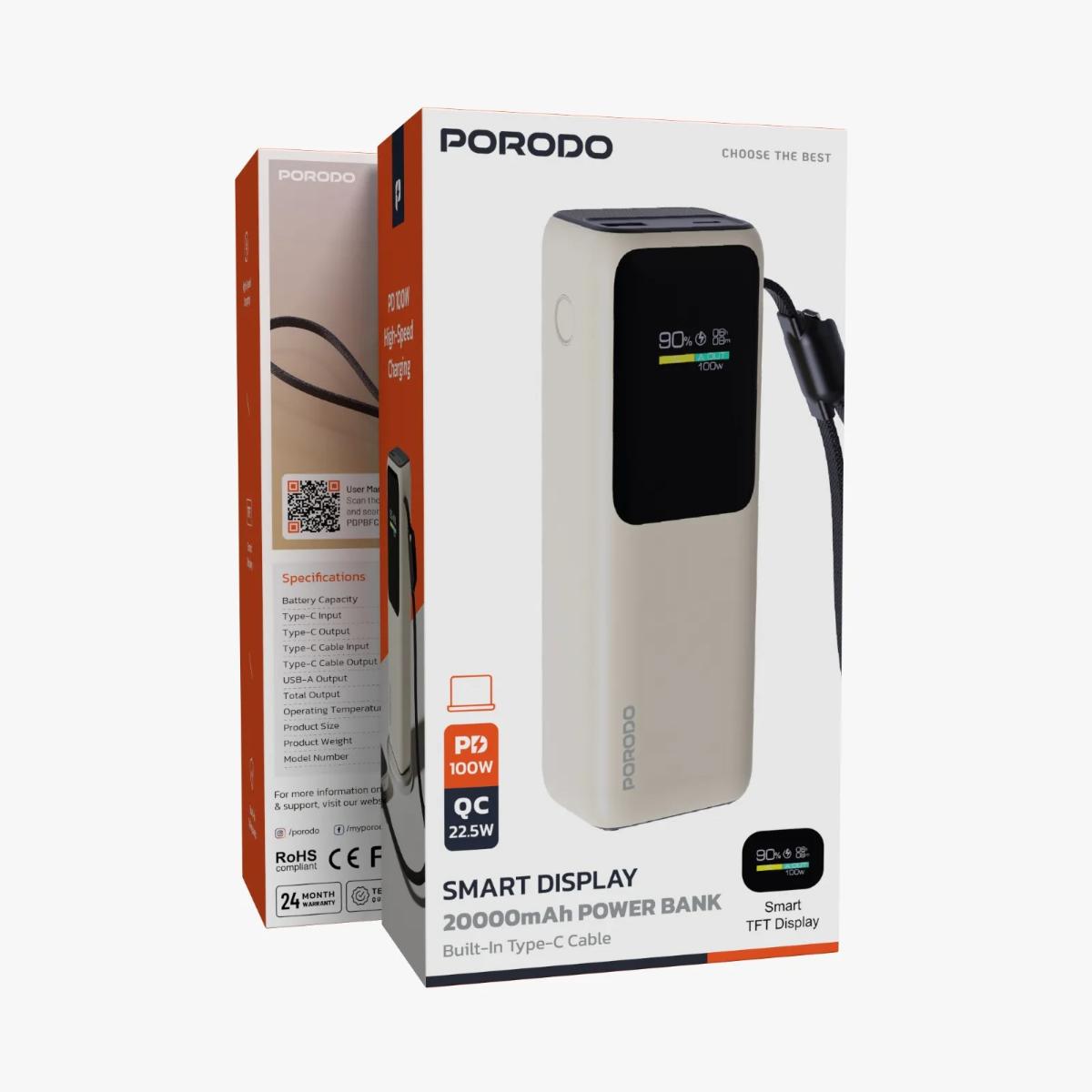 Porodo Smart Display 20000mAh Power Bank