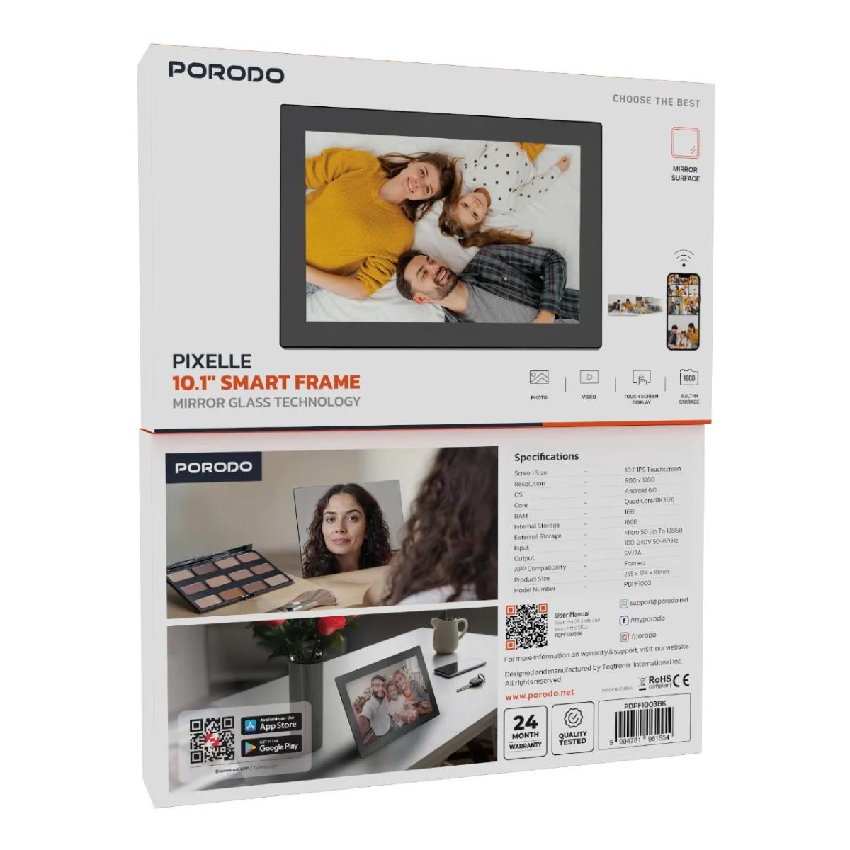 Porodo Pixelle 10.1" Smart Frame Mirror Glass Technology