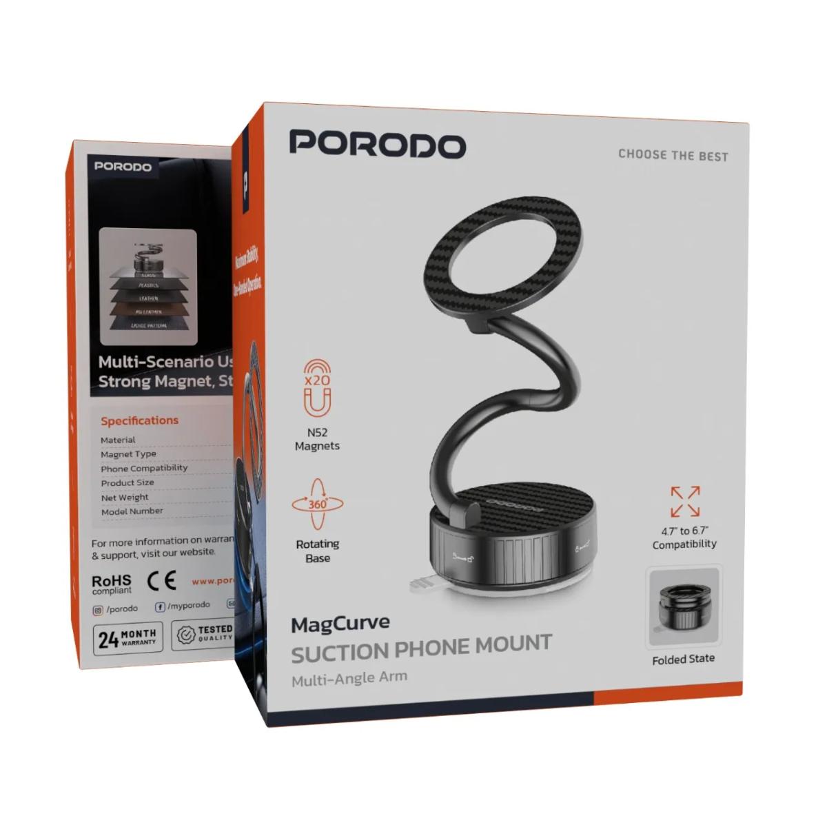 Porodo MagCurve Suction Phone Mount