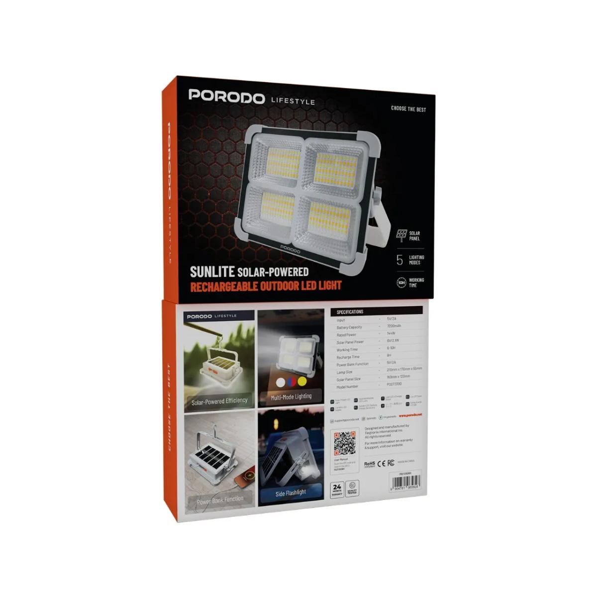Porodo Lifestyle Sunlite Solar Rechargeable Outdoor LED Light