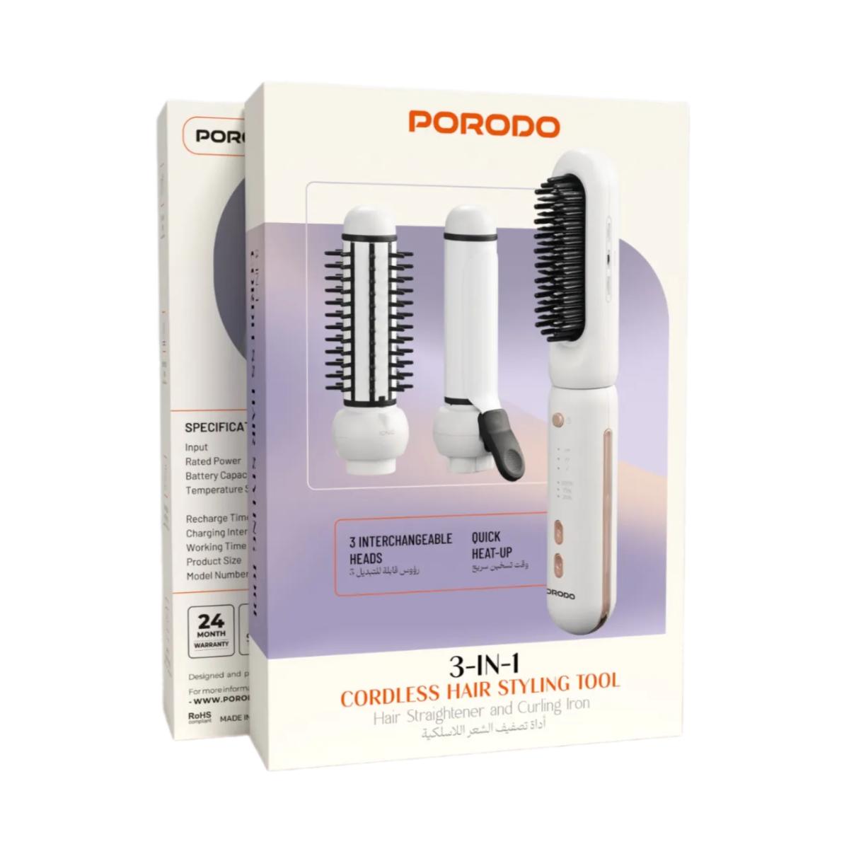 Porodo 3-In-1 Cordless Hair Styling Tool