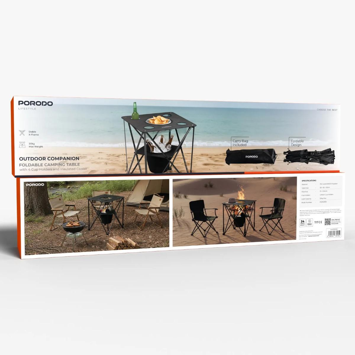 Porodo Foldable Camping Table with Food Basket