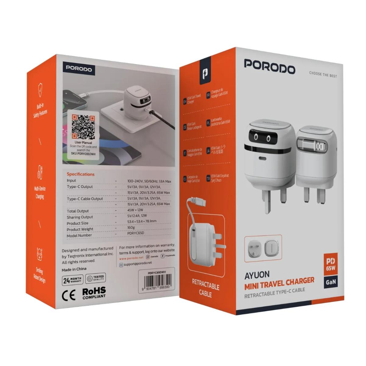 Porodo Ayuon Mini Travel Charger PD 65W