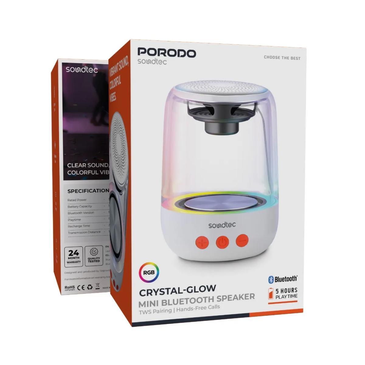 Porodo Crystal-Glow Mini Bluetooth Speaker