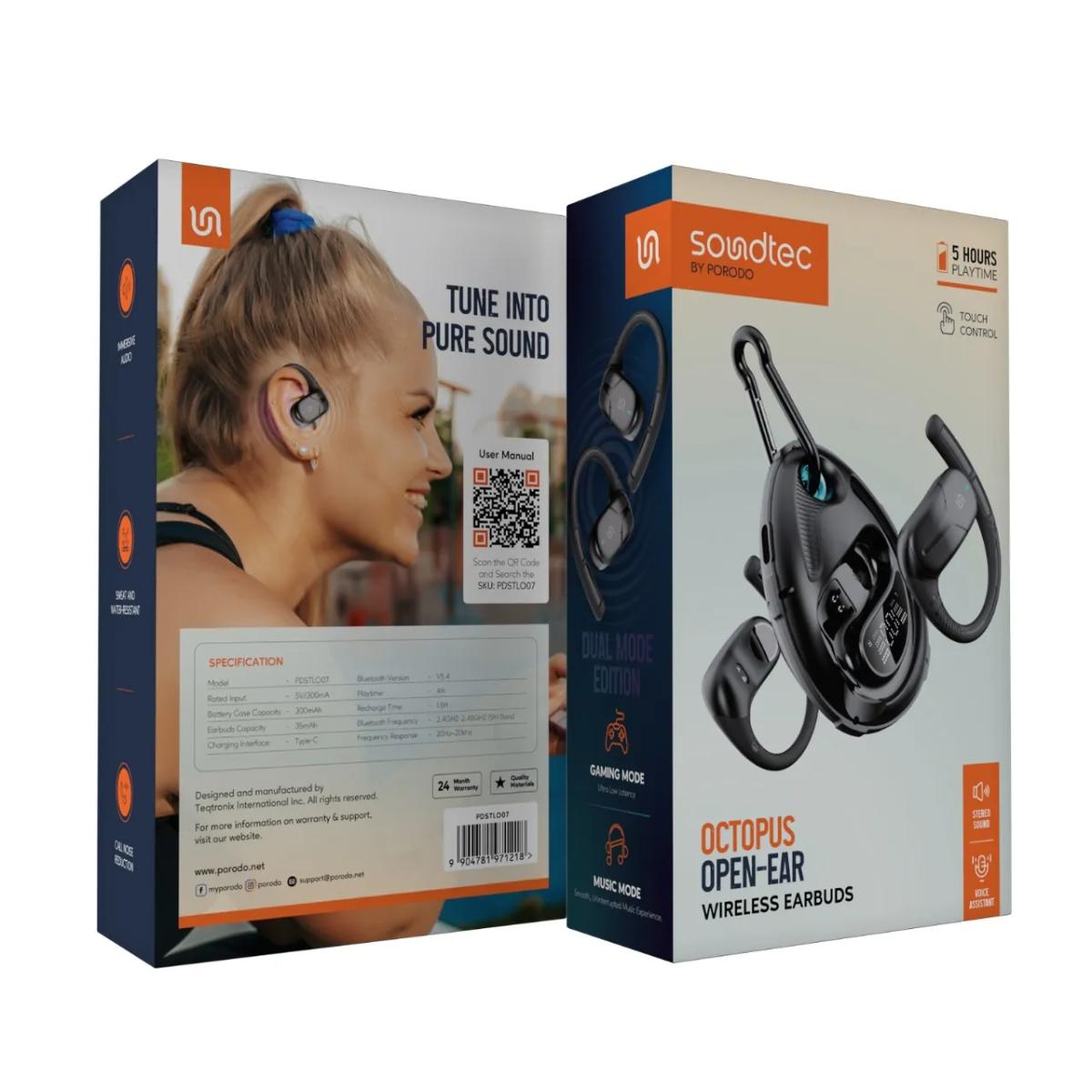 Porodo Soundtec Octopus Open-Ear Wireless Earbuds