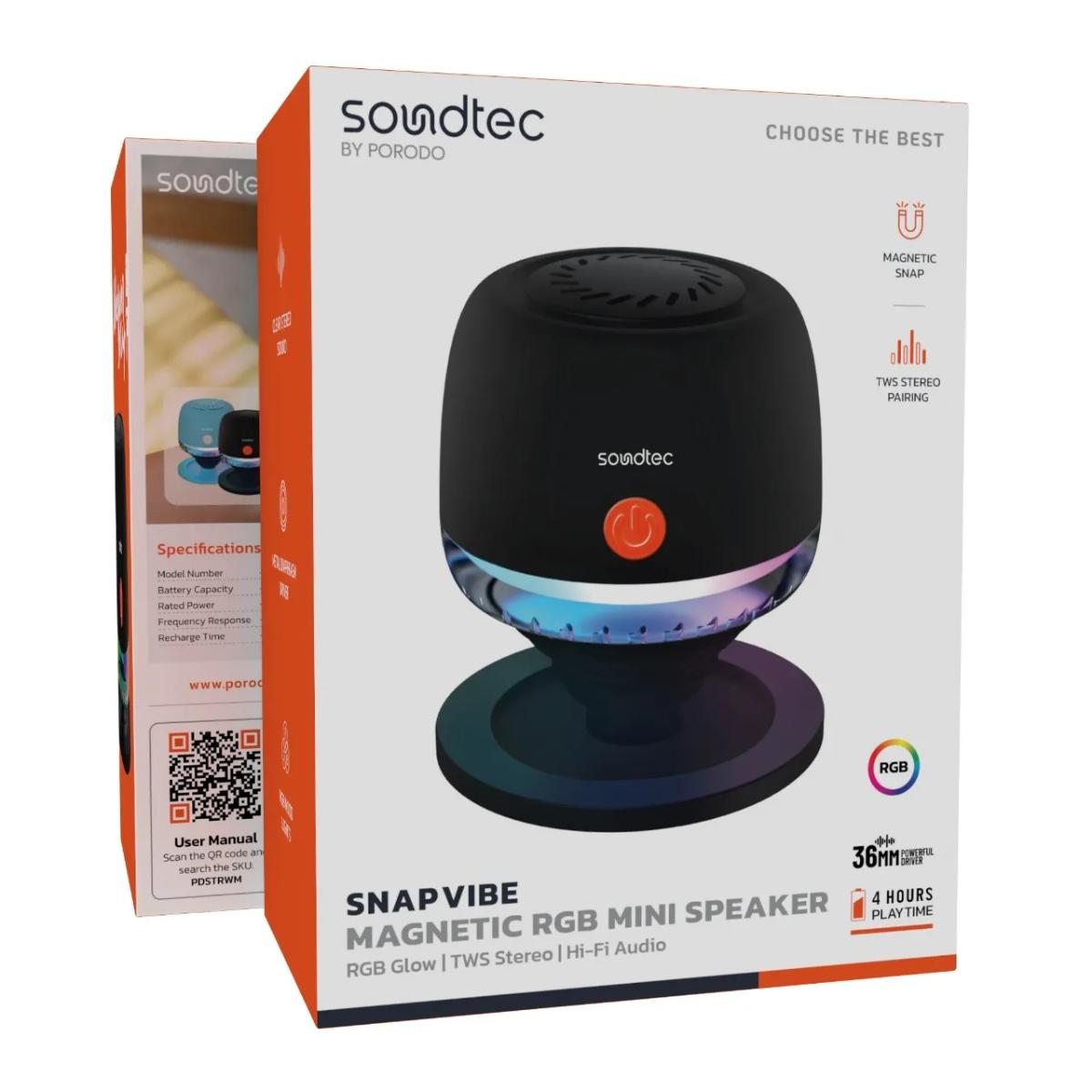 Porodo  Snap Vibe Magnetic RGB Mini Speaker