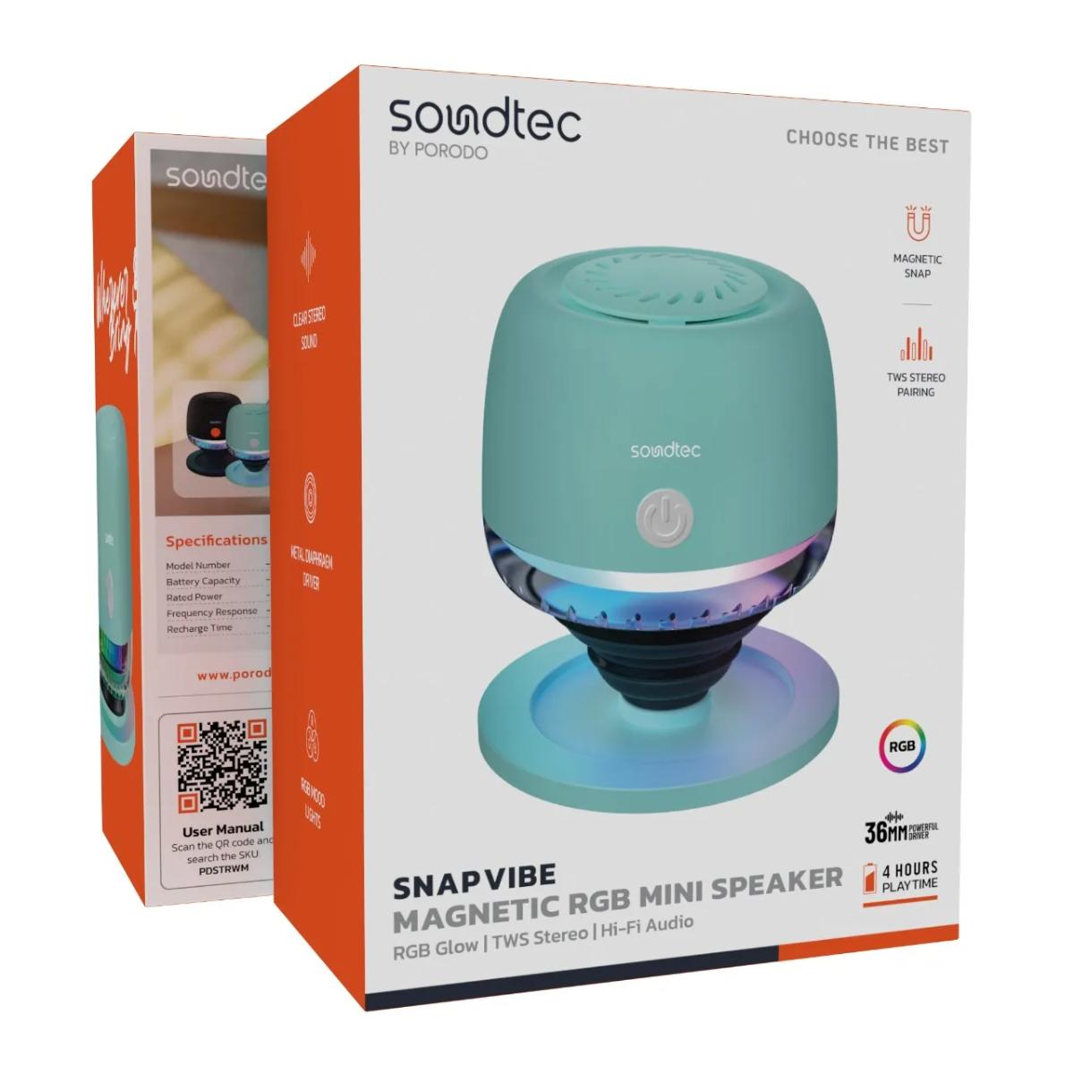 Porodo  Snap Vibe Magnetic RGB Mini Speaker