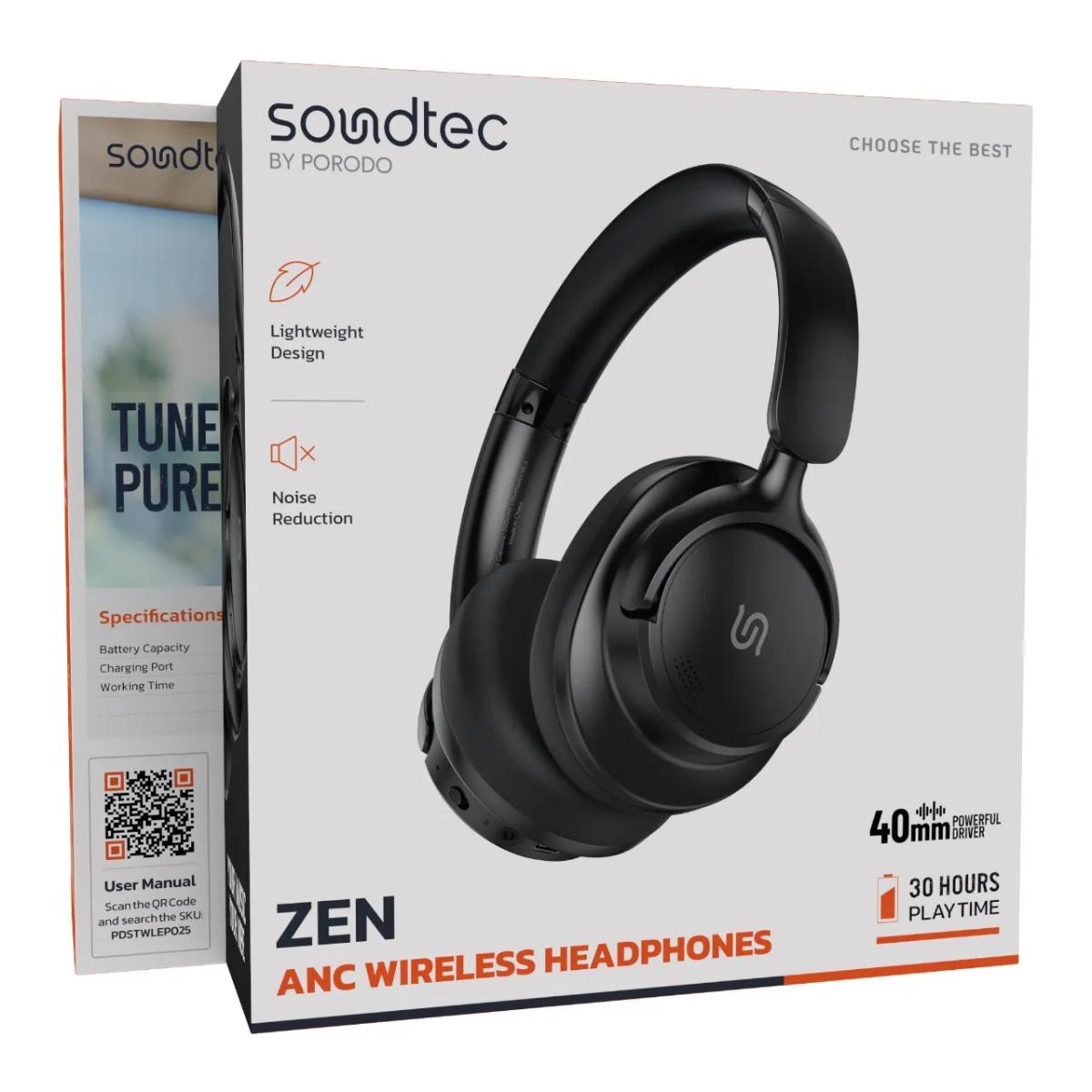 Porodo  Zen Active Noise-Cancellation Wireless Headphones