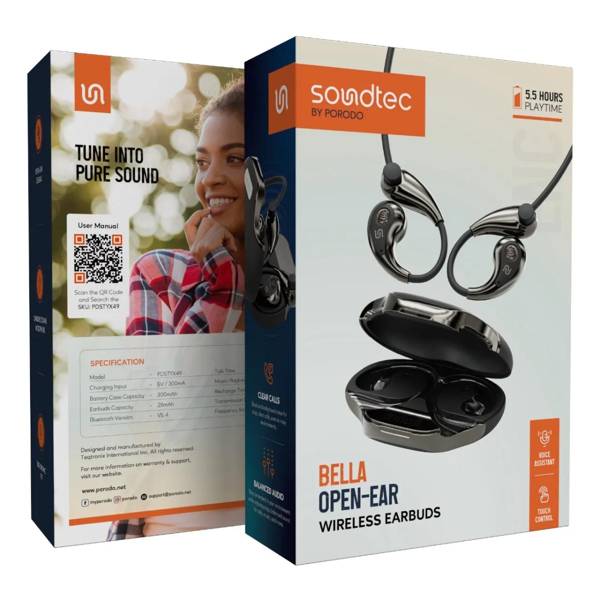 Porodo Soundtec Bella Open-Ear Wireless Earbuds