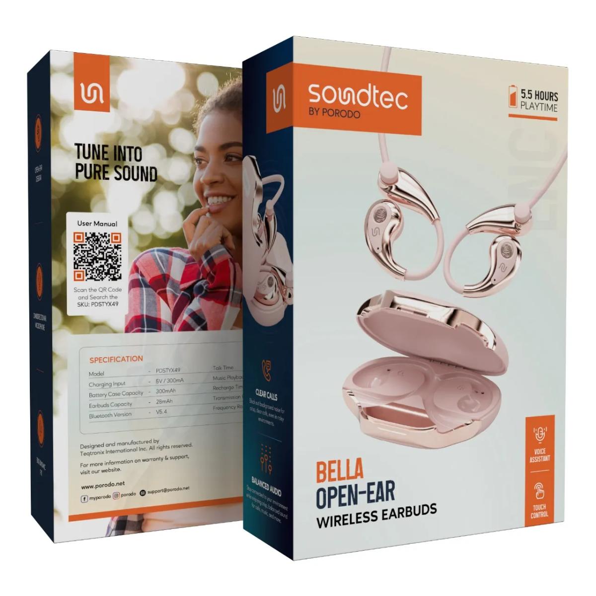 Porodo Soundtec Bella Open-Ear Wireless Earbuds