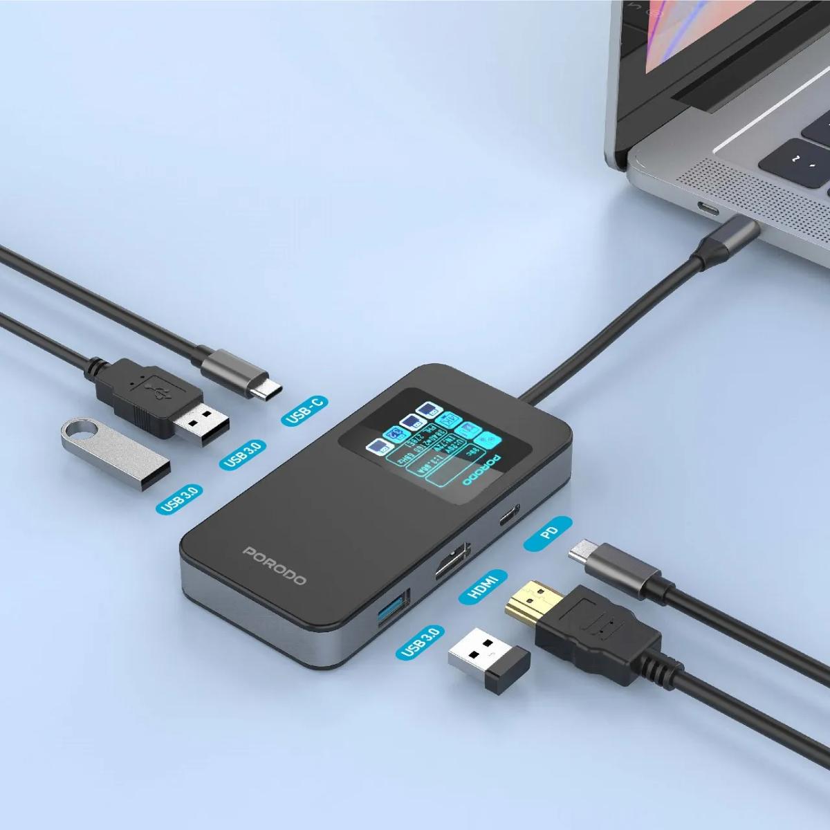 Porodo 6 IN 1 Multi-Port USB-C Hub