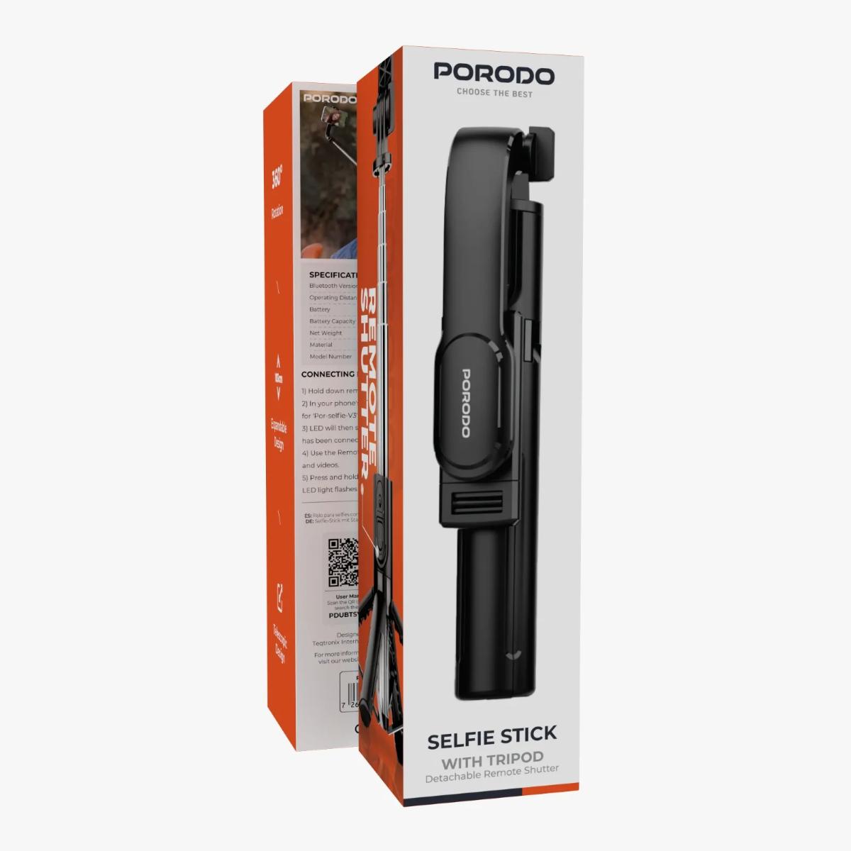Porodo Bluetooth Selfie-Stick With Tripod