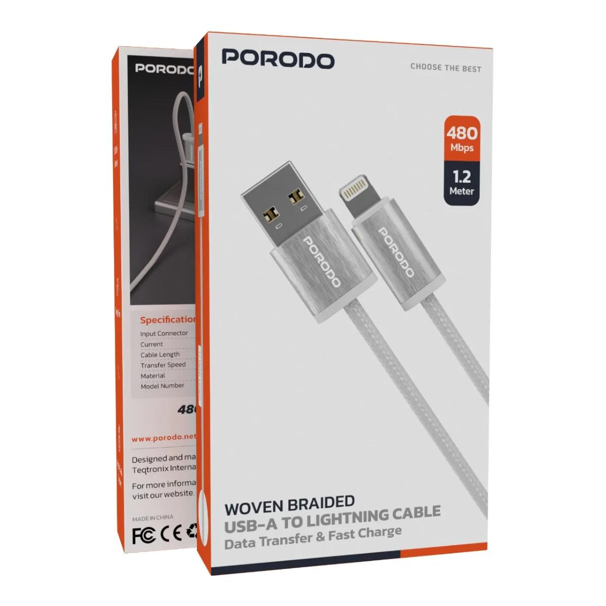 Porodo Premium Braided Lightning Cable (2.4A)