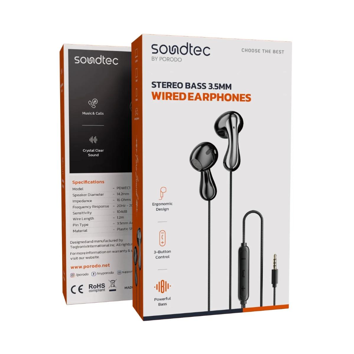 Porodo  Bass 3.5mm Wired Earphones