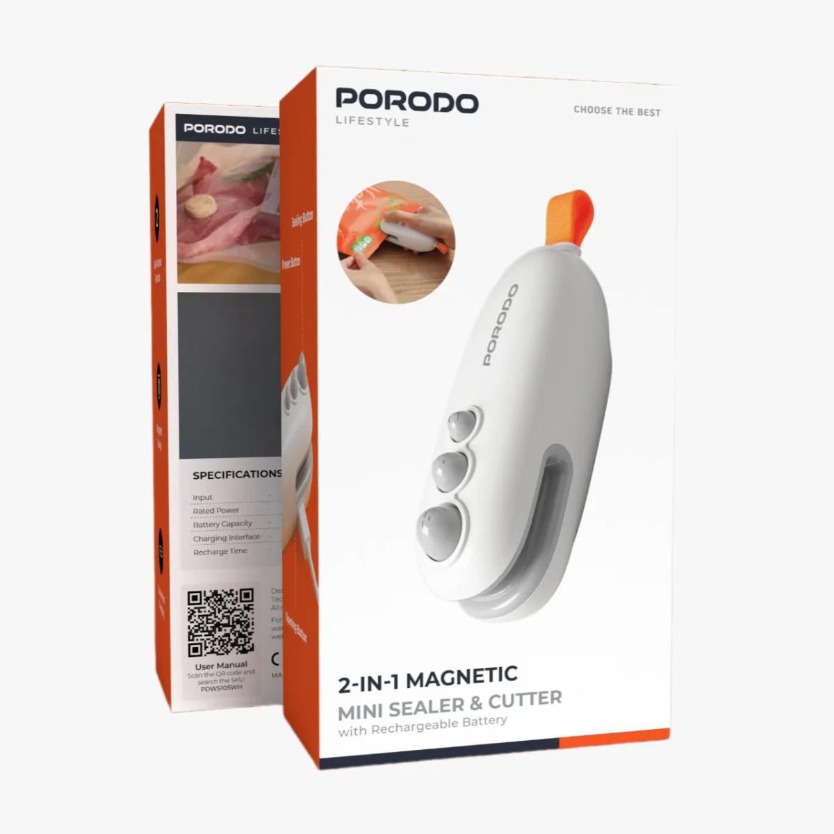 Porodo 2-in-1 Magnetic Mini Heat Sealer & Cutter