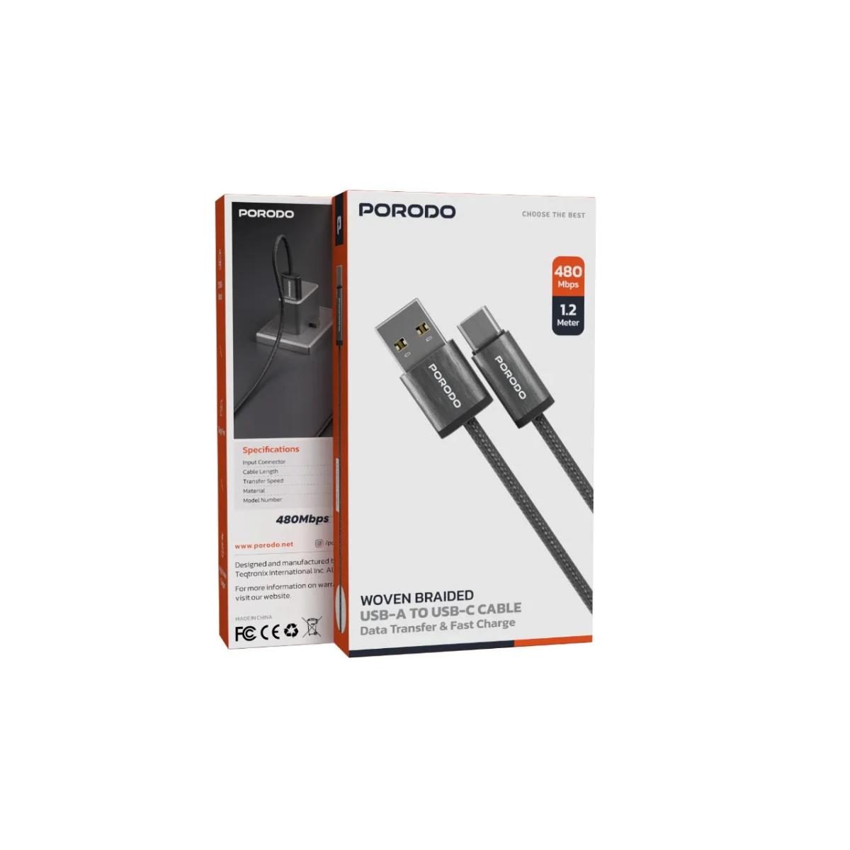 Porodo Woven Braided USB-C Cable | 1.2m