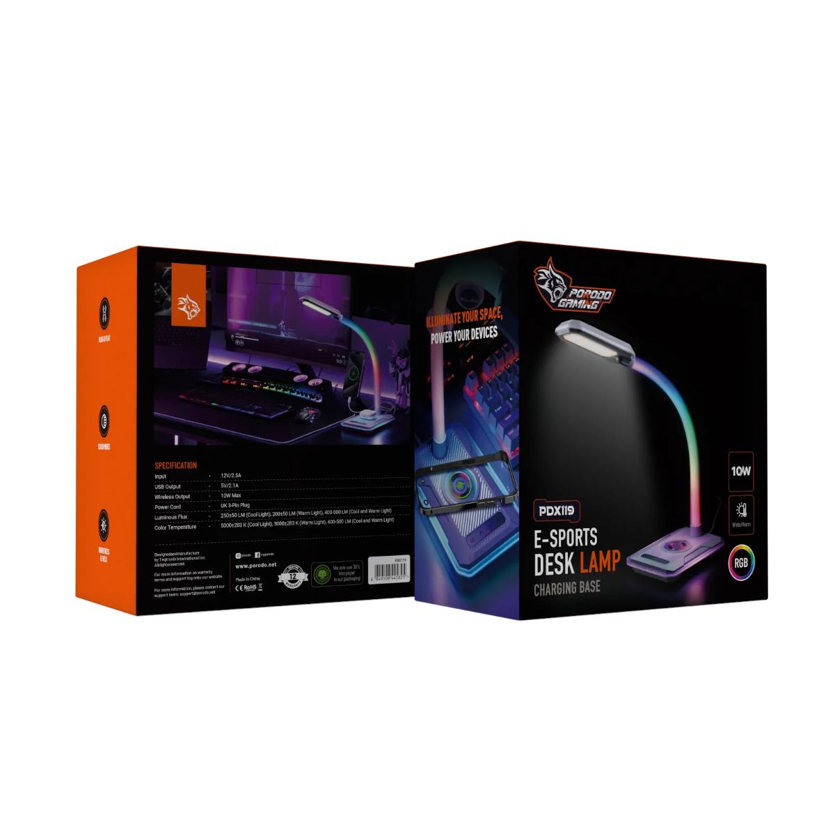 Porodo E-Sports Desk Lamp & Wireless Charger