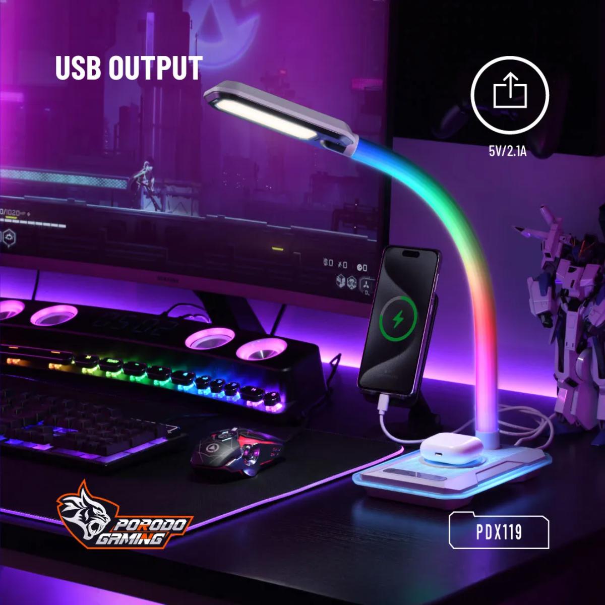 Porodo E-Sports Desk Lamp & Wireless Charger