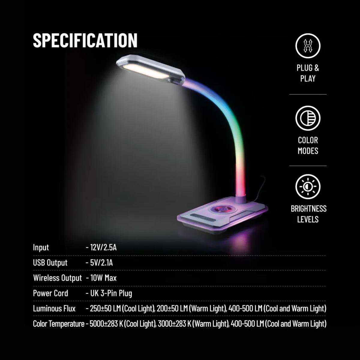 Porodo E-Sports Desk Lamp & Wireless Charger