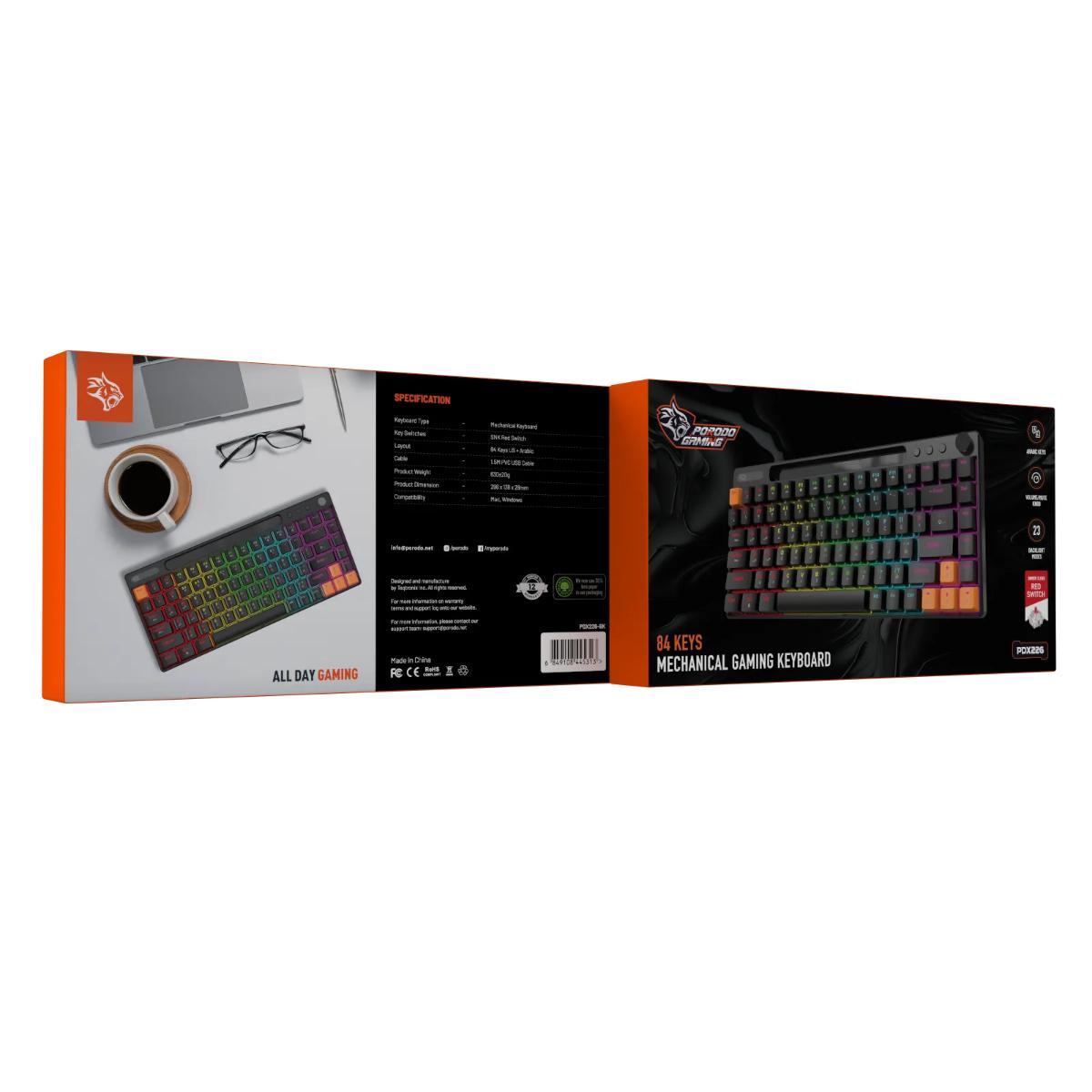 Porodo  84 Keys Mechanical Gaming Keyboard