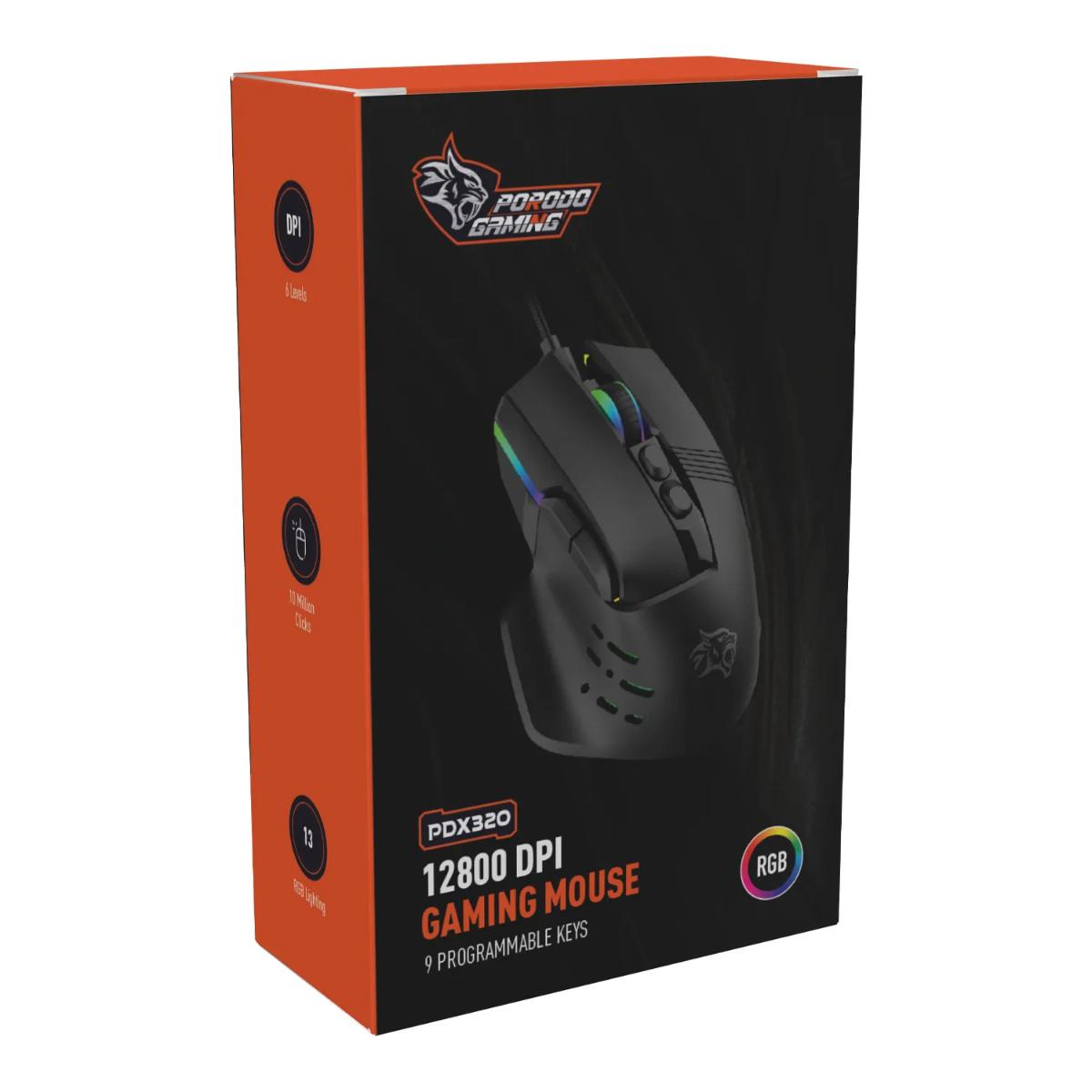 Porodo 12800 DPI Programmable Gaming Mouse