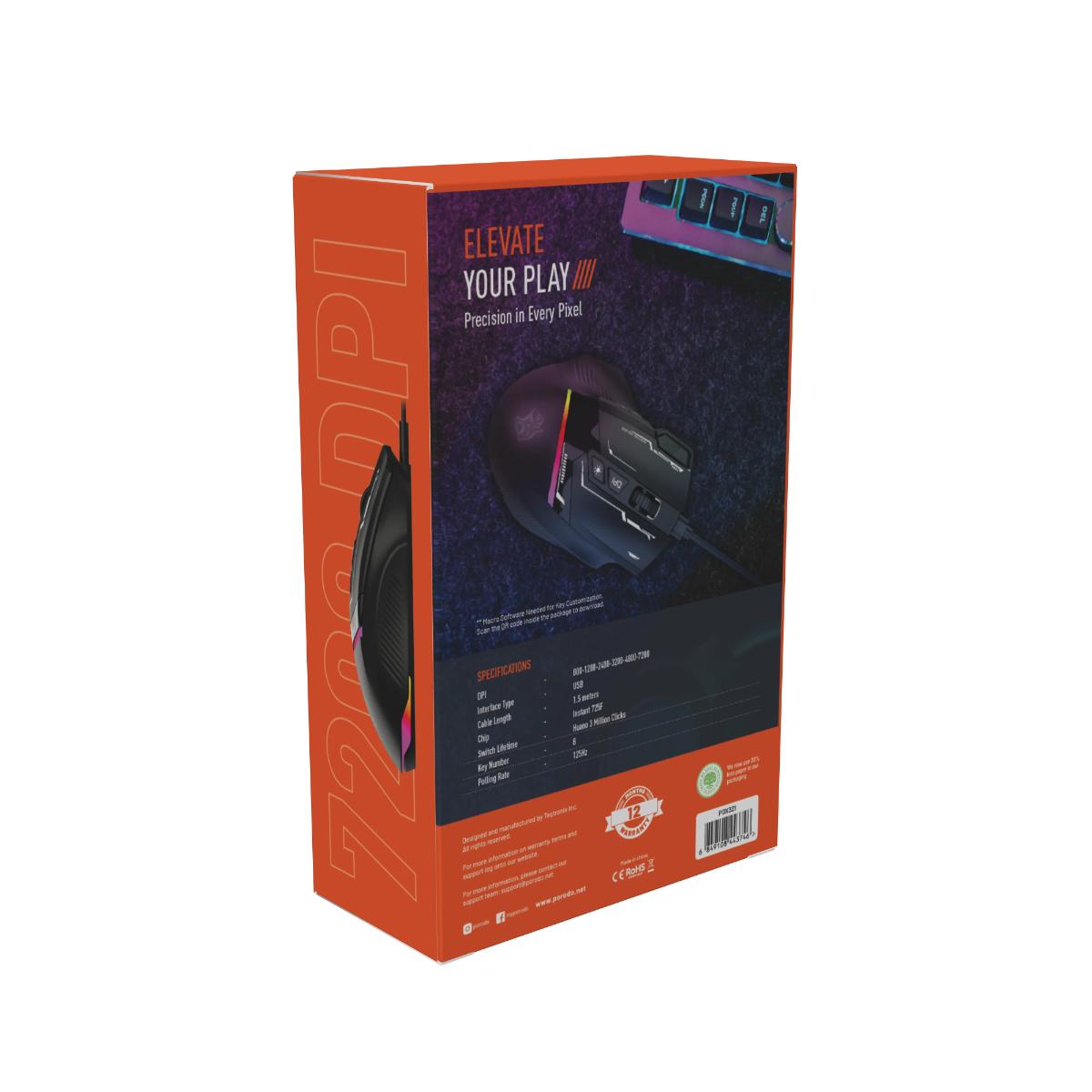 Porodo RGB Gaming Mouse (7200 DPI)