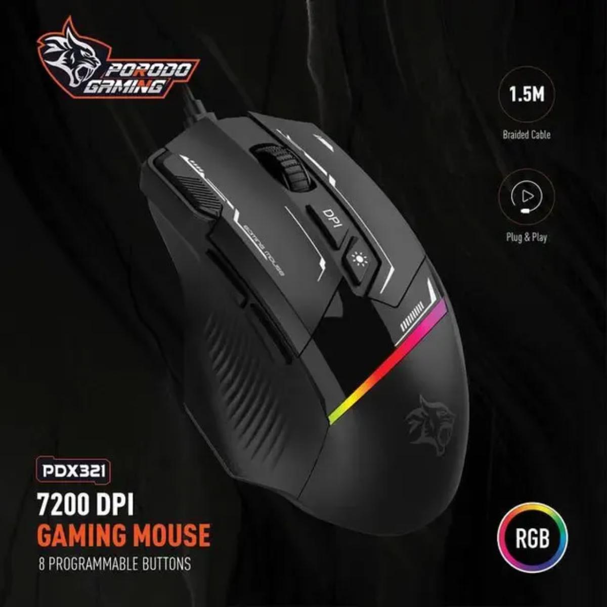 Porodo RGB Gaming Mouse (7200 DPI)