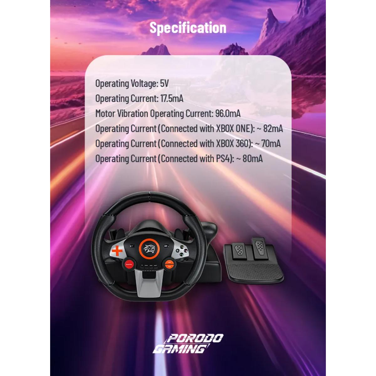 Porodo Universal Gaming Racing Wheel