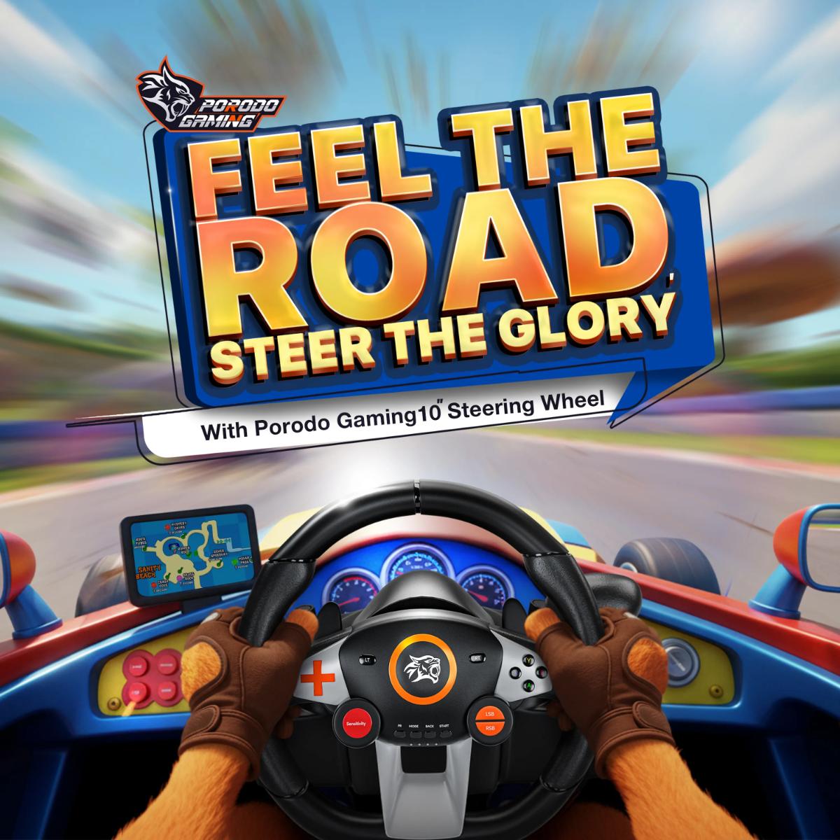Porodo Universal Gaming Racing Wheel