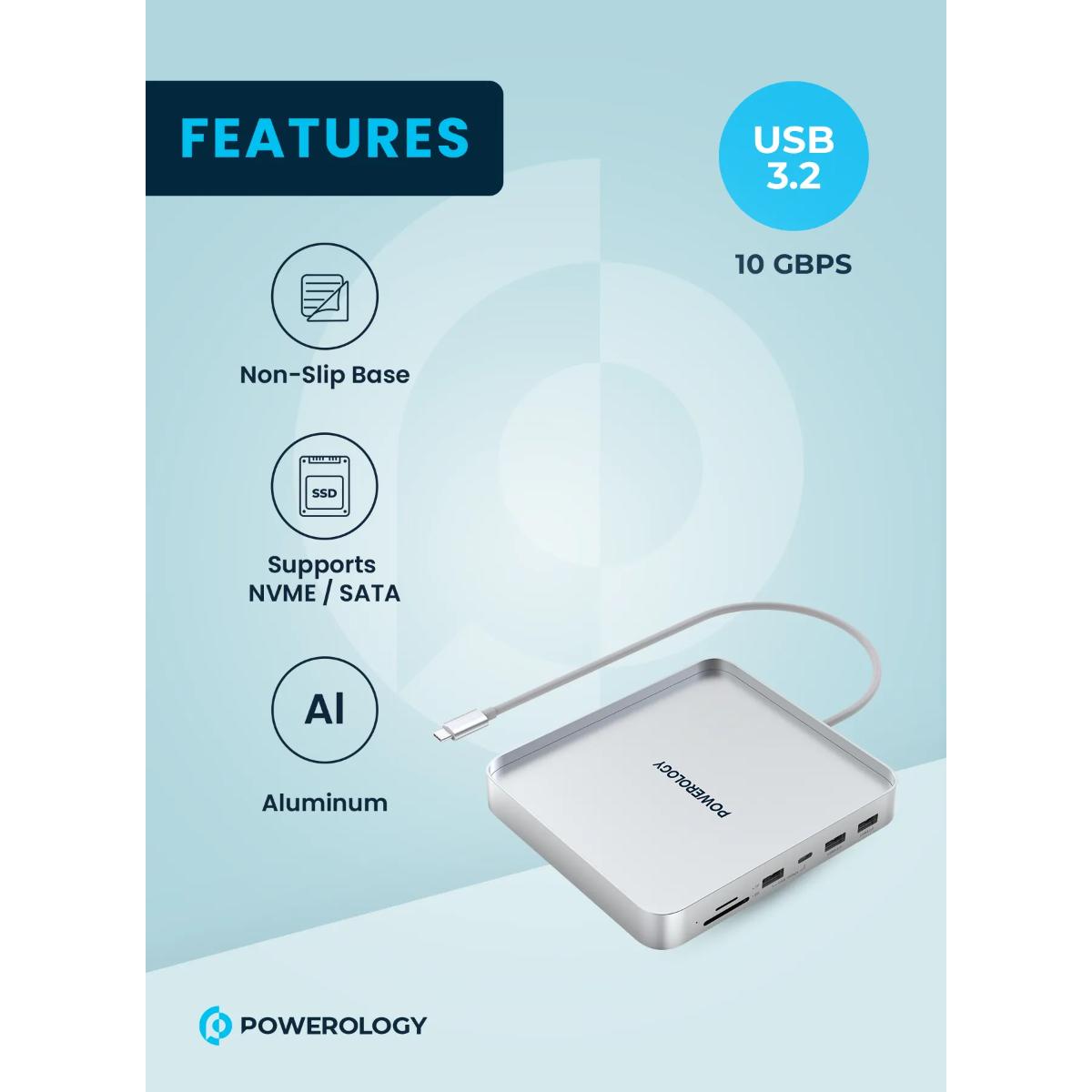 Powerology 8-in-1 iMac Stand & USB-C Hub