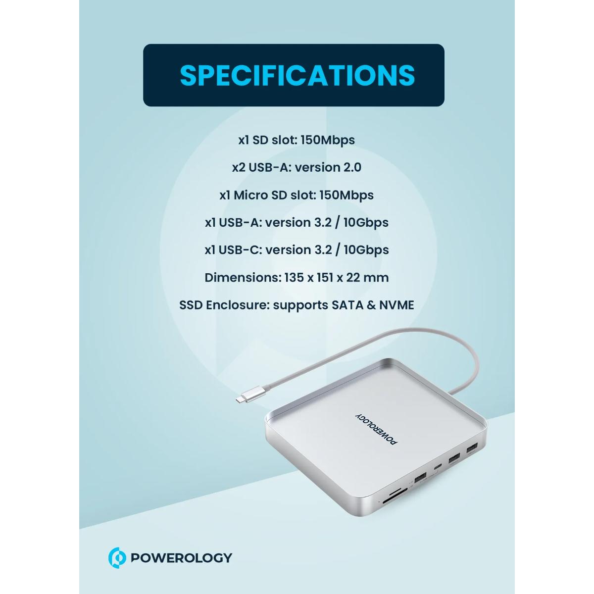 Powerology 8-in-1 iMac Stand & USB-C Hub