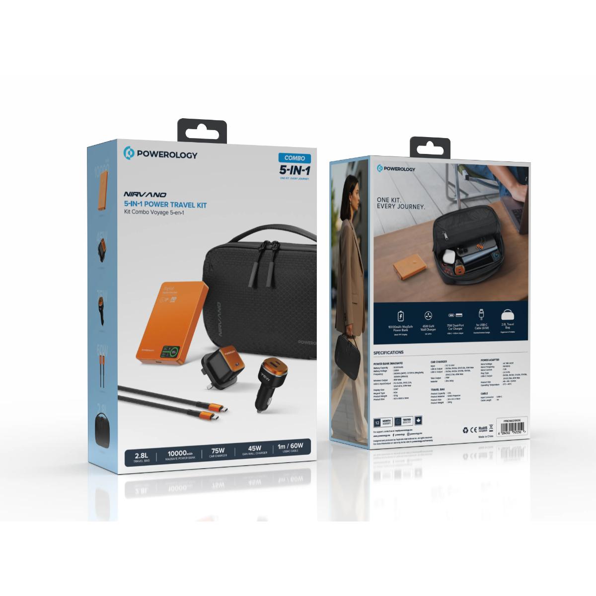 Powerology Nirvano 5-In-1 POWER Travel Kit