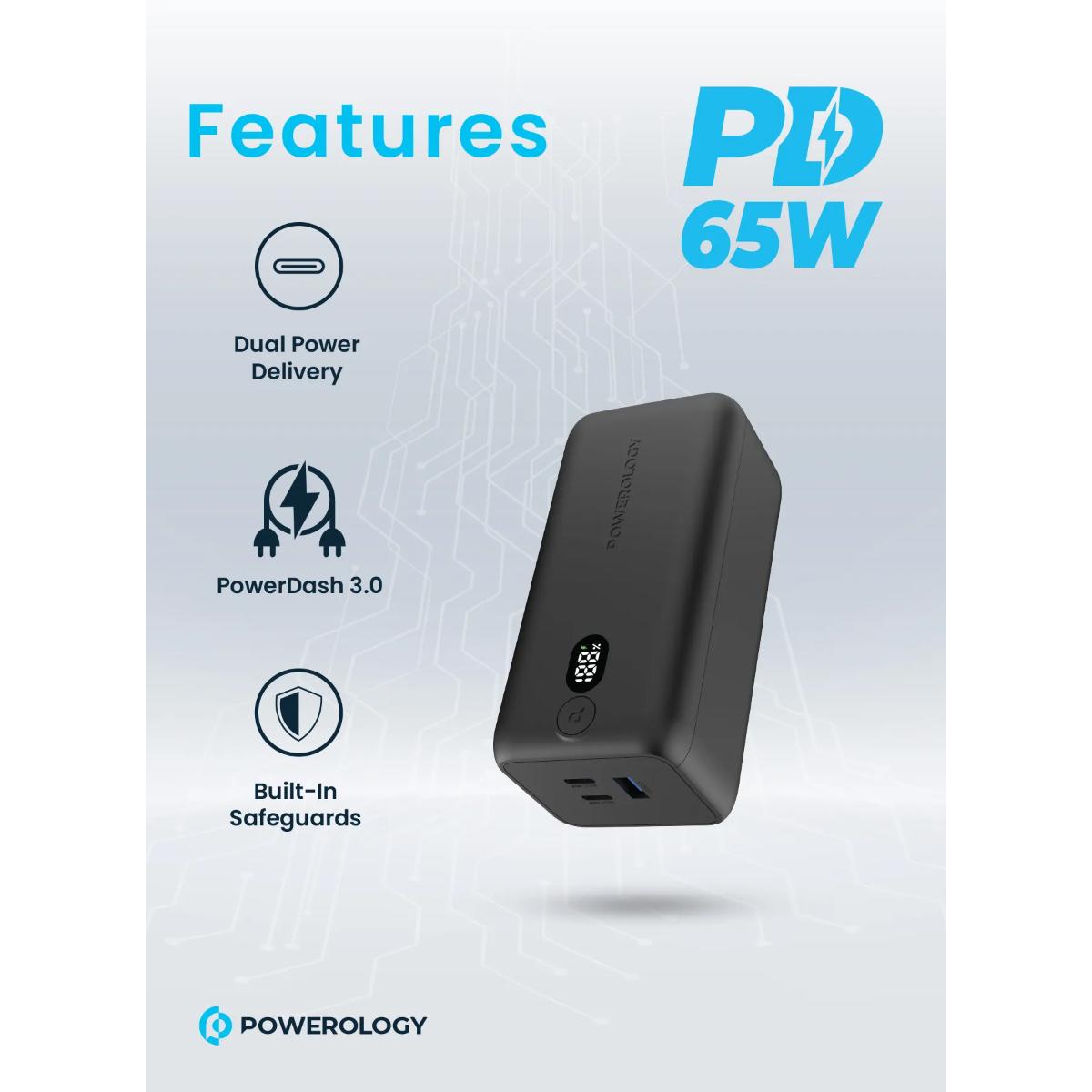 Powerology Onyx 30000mAh 4-Port Portable Charger