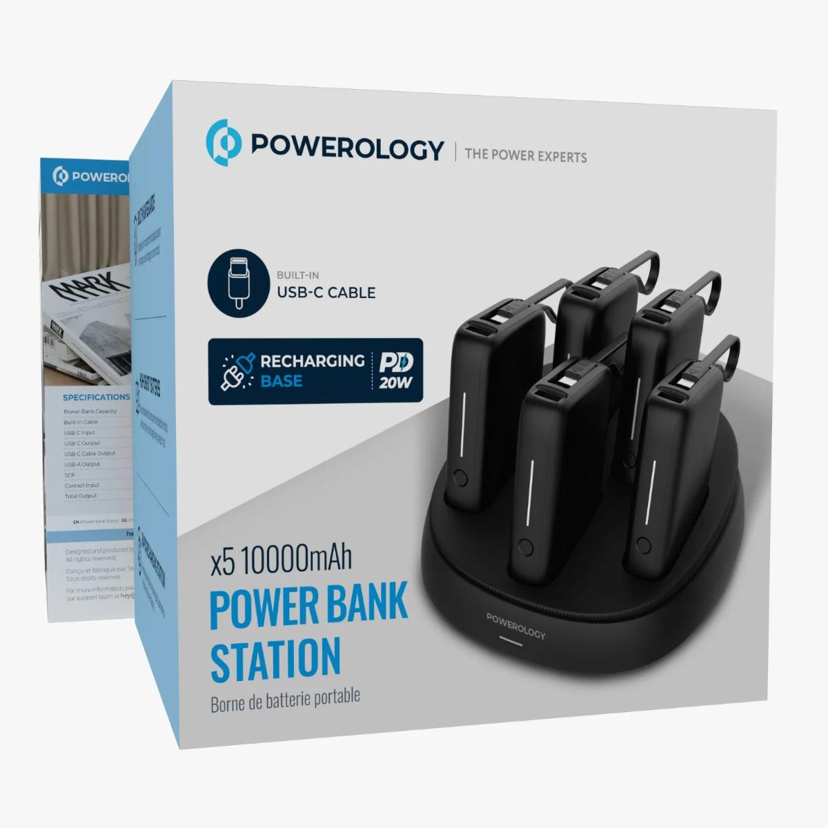 Powerology ×5 10000mAh Power Bank Station