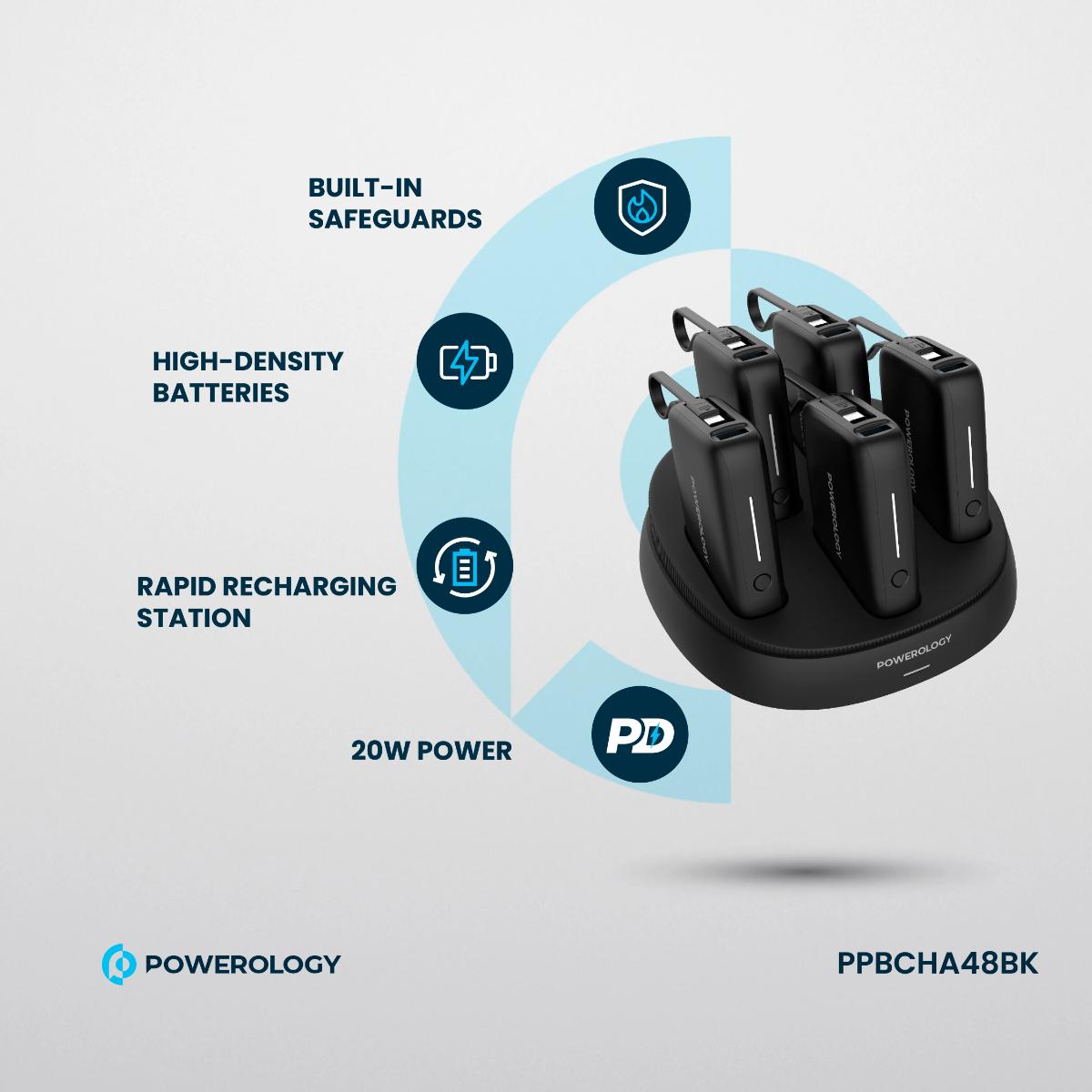 Powerology ×5 10000mAh Power Bank Station