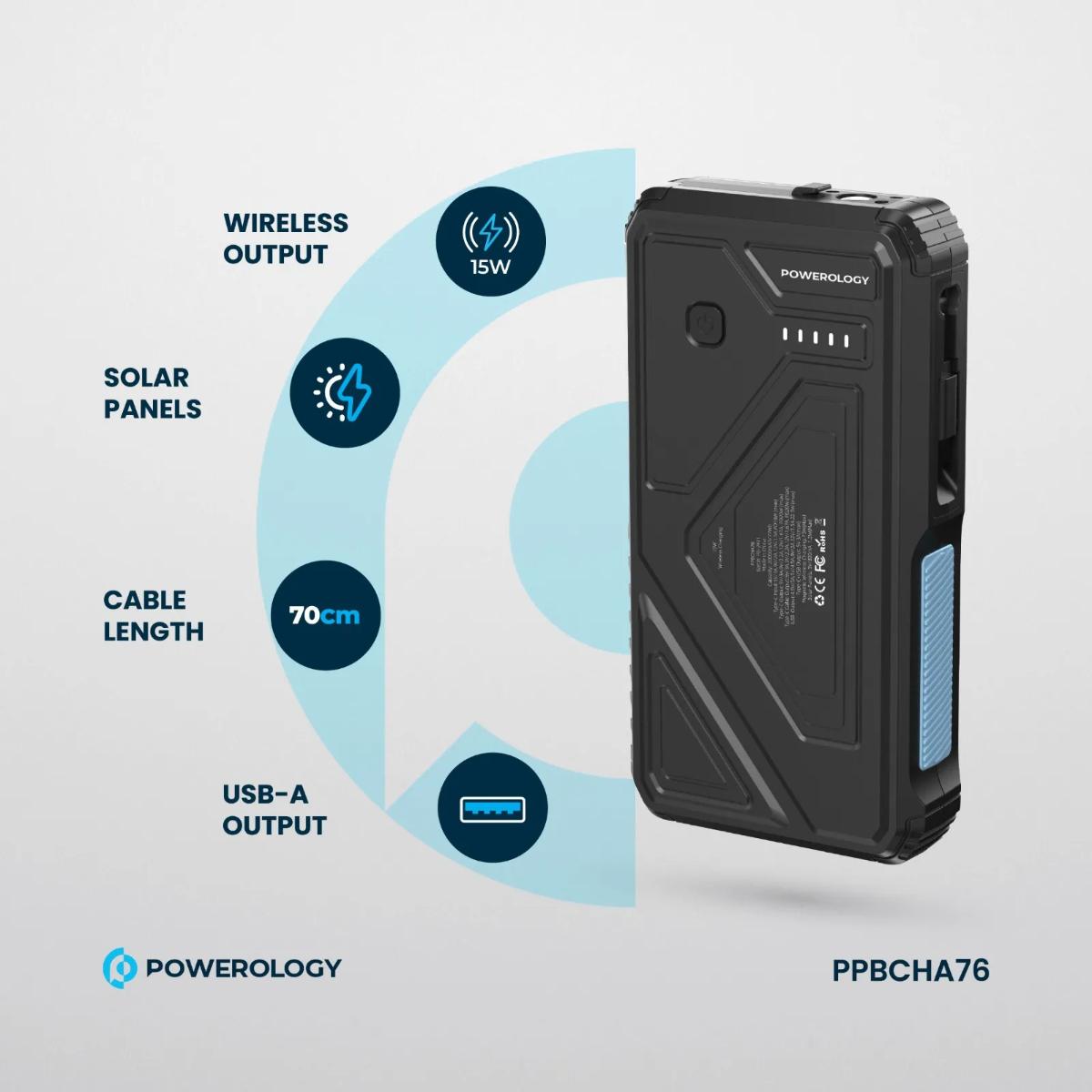 Powerology 20000mAh Solar Wireless Power Bank