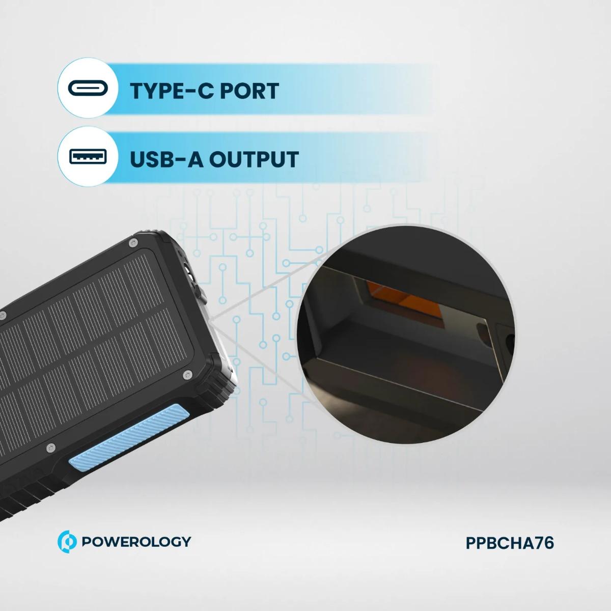 Powerology 20000mAh Solar Wireless Power Bank