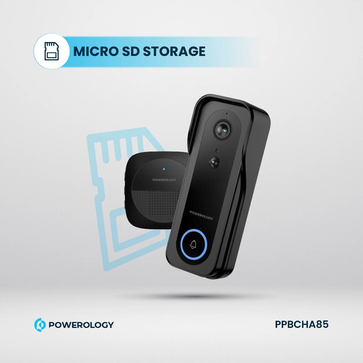Powerology Smart WiFi Video Doorbell + Wireless Chime