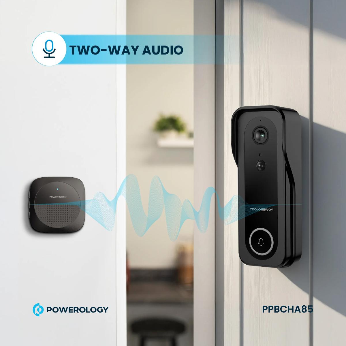 Powerology Smart WiFi Video Doorbell + Wireless Chime