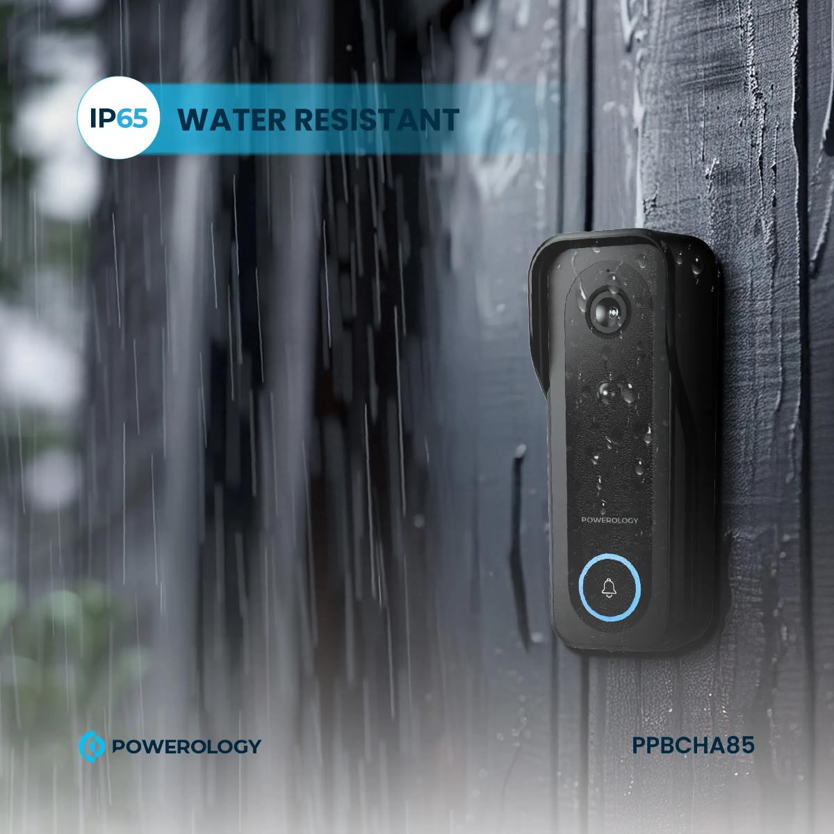 Powerology Smart WiFi Video Doorbell + Wireless Chime