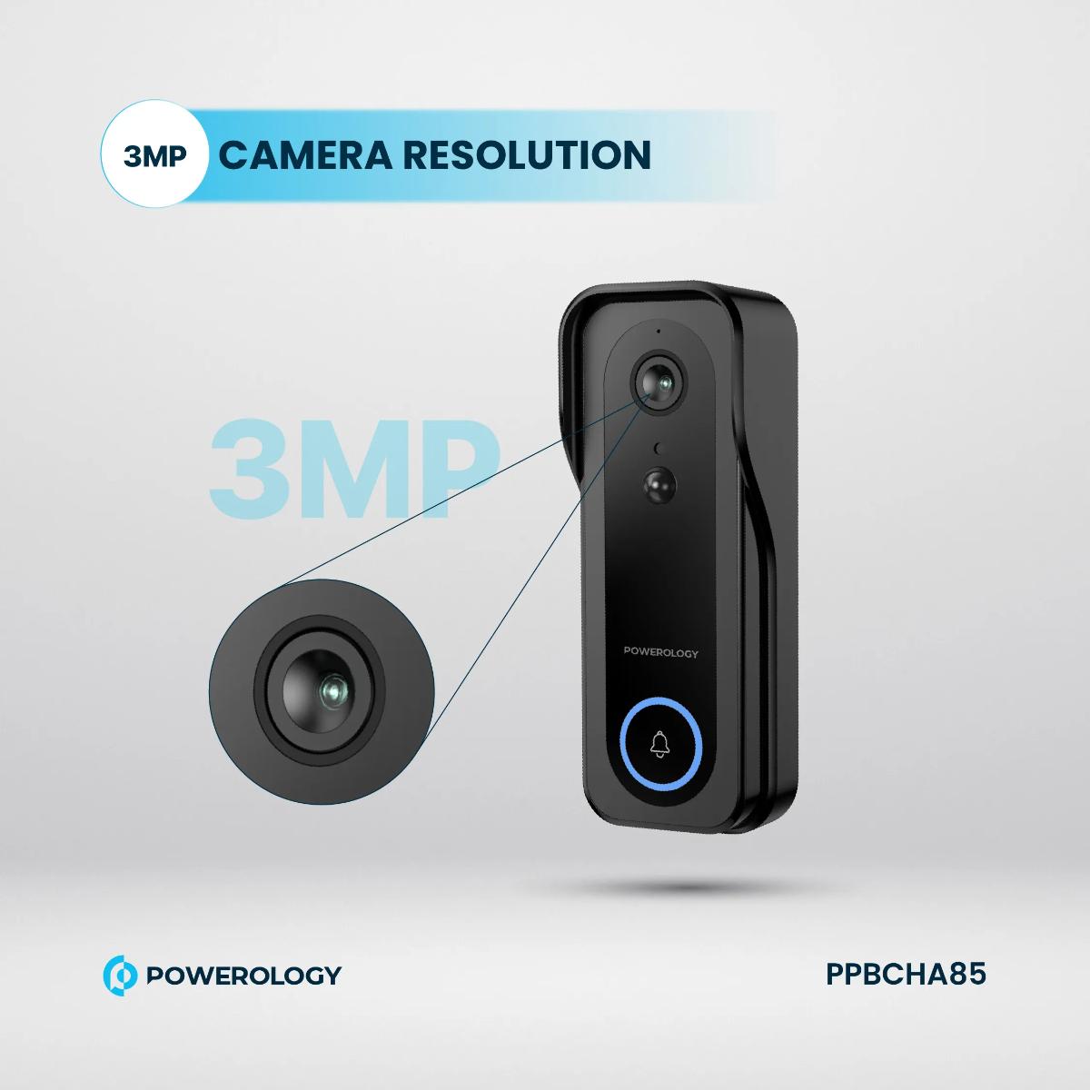 Powerology Smart WiFi Video Doorbell + Wireless Chime