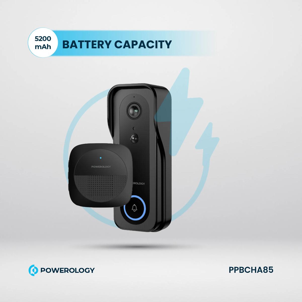 Powerology Smart WiFi Video Doorbell + Wireless Chime