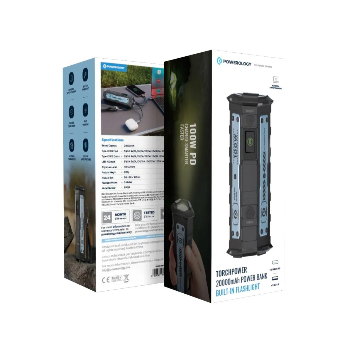 Powerology TorchPower 20000mAh 100W Power Bank