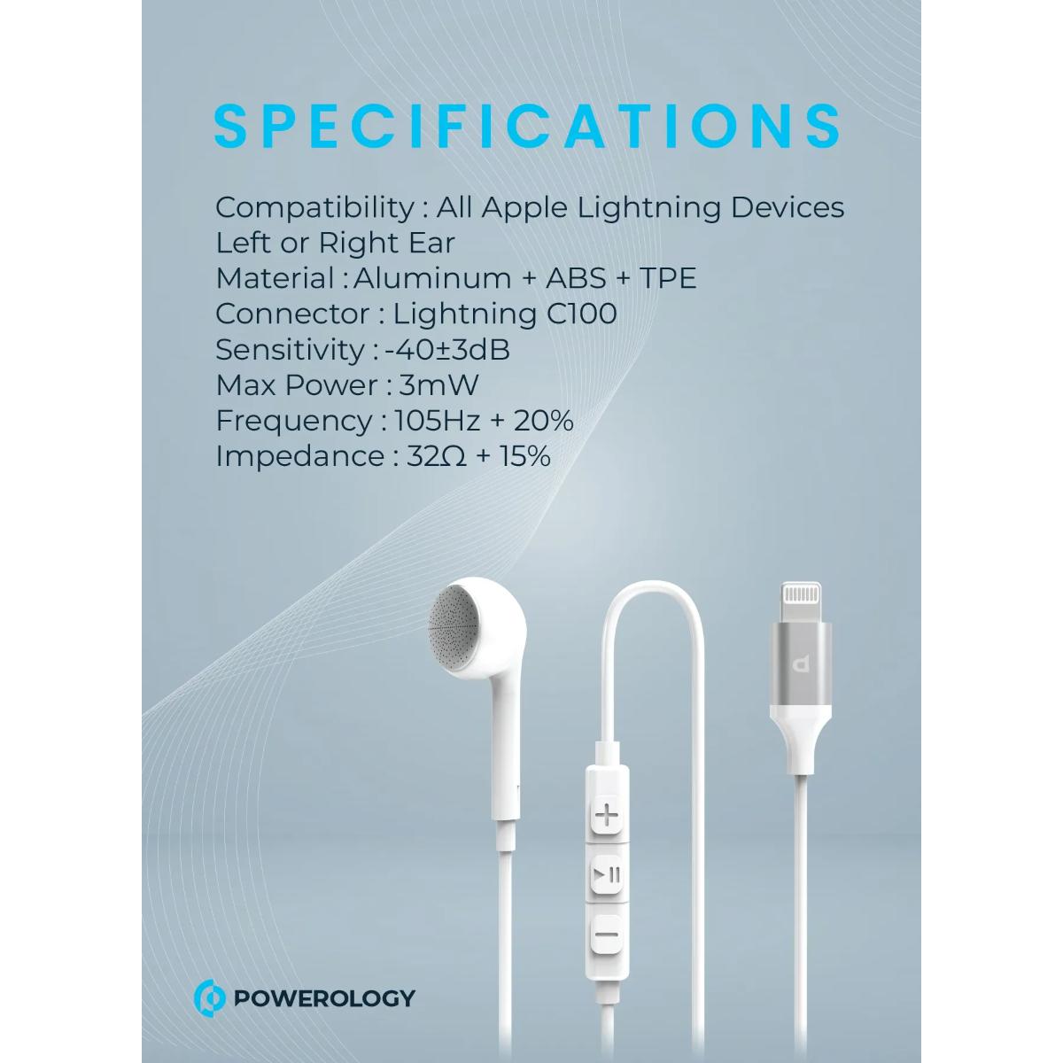 Powerology Mono Earphone Lightning Connector