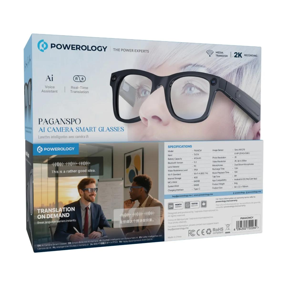 Powerology Paganspo AI Camera Smart Glasses