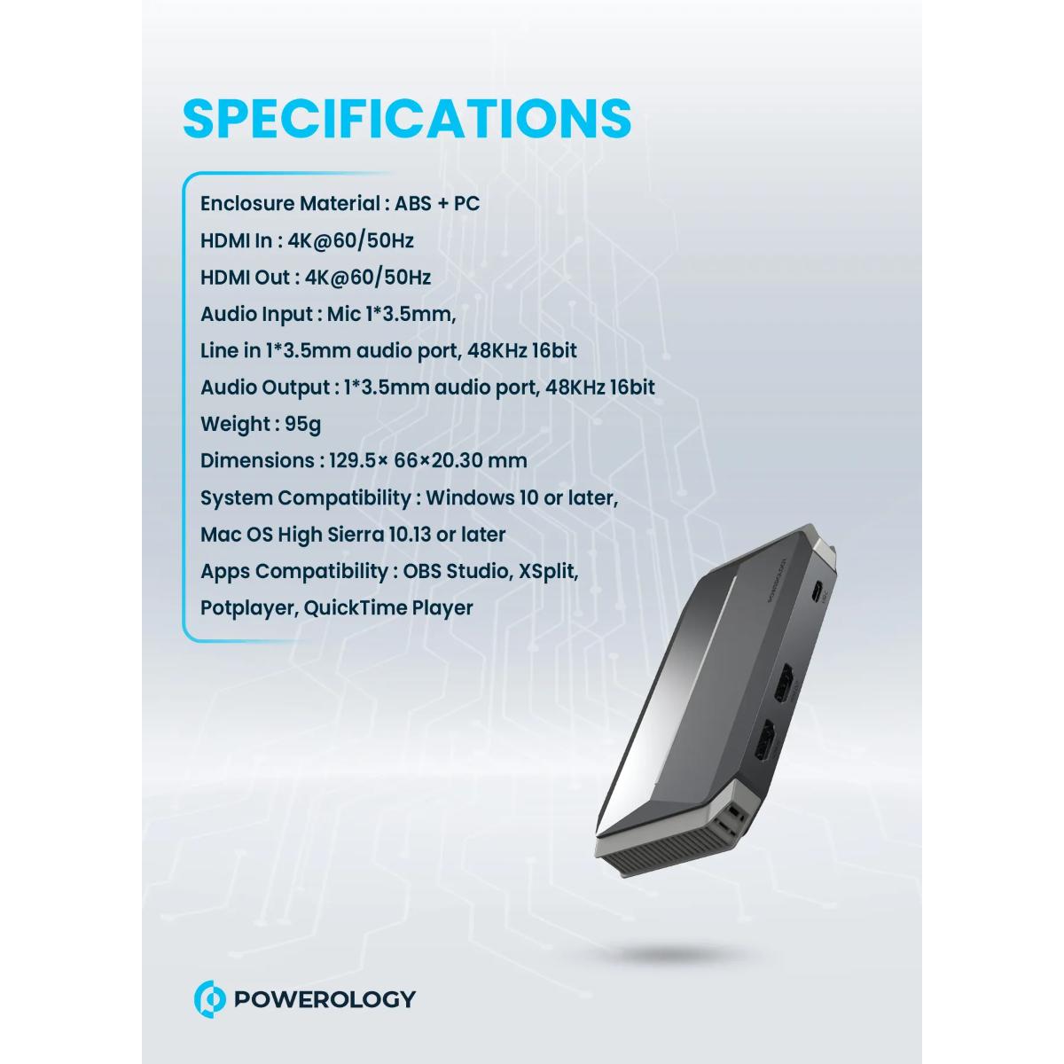 Powerology 4K Multi-Device Audio & Video Capture Card